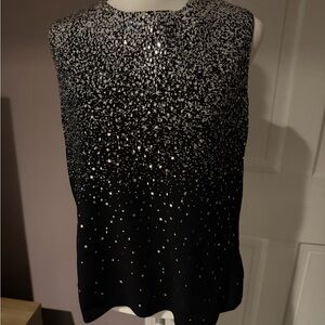 St. John Black and Silver Embellished knit top